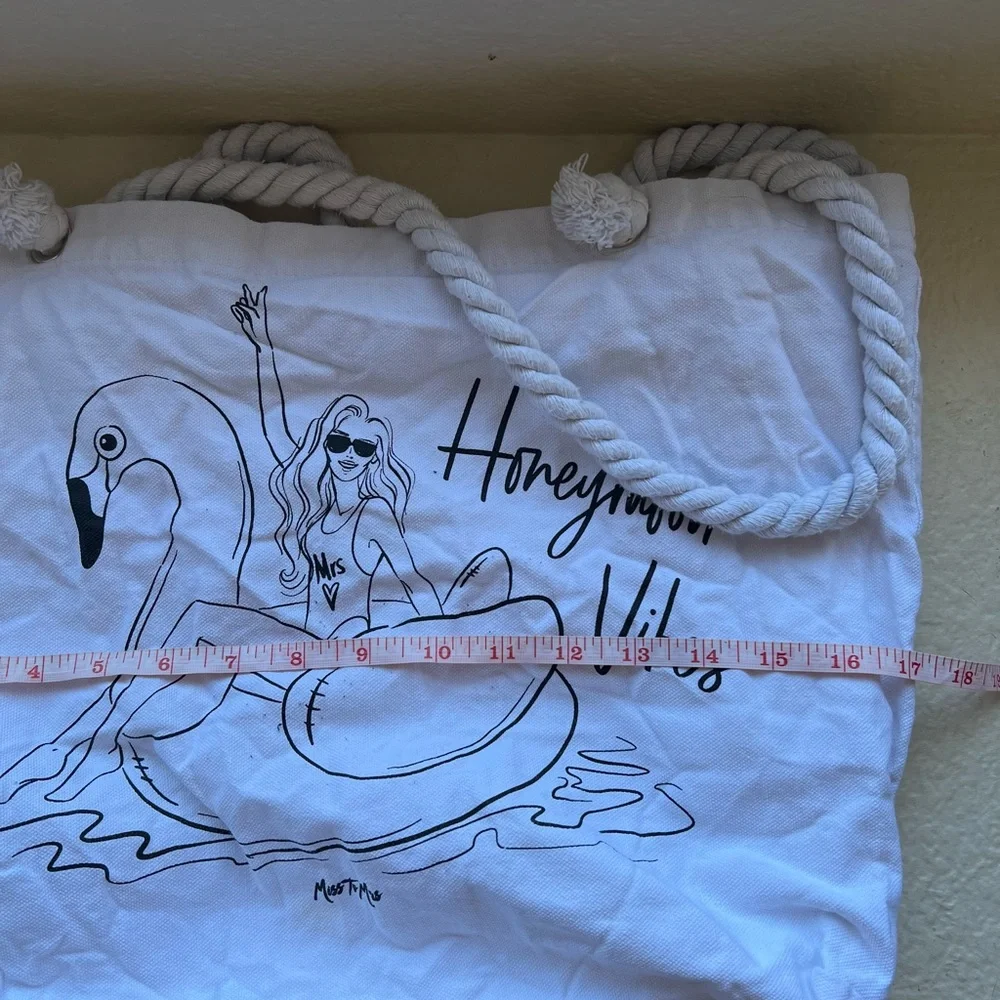 Miss to Mrs | Honeymoon Vibes Canvas Beach Bag